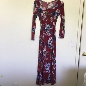 Maroon Floral Maxi Dress - Maternity